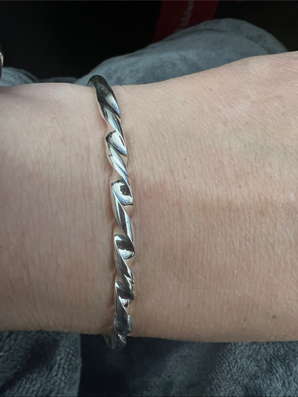 Silver Twisted Bangle Bracelet -
